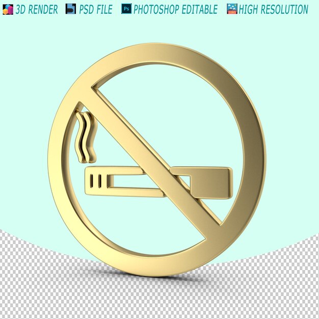 No Smoking Logo 3D PSD File