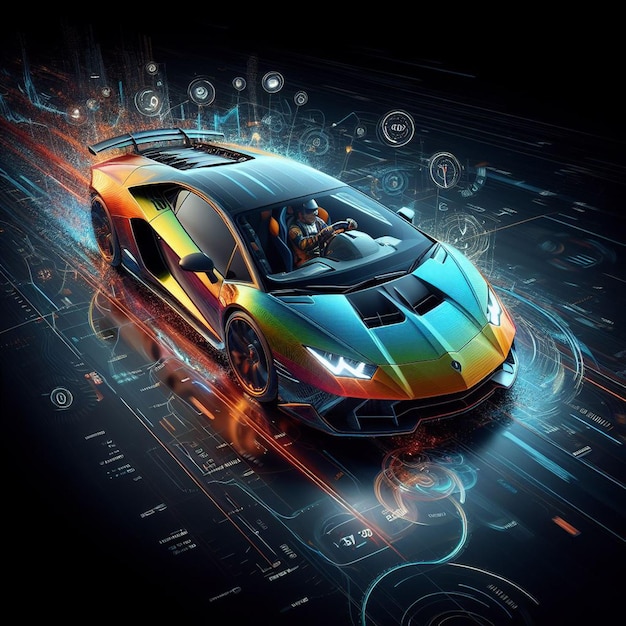 a noble lamborghini hypercar is speeding through the night lights car png black background