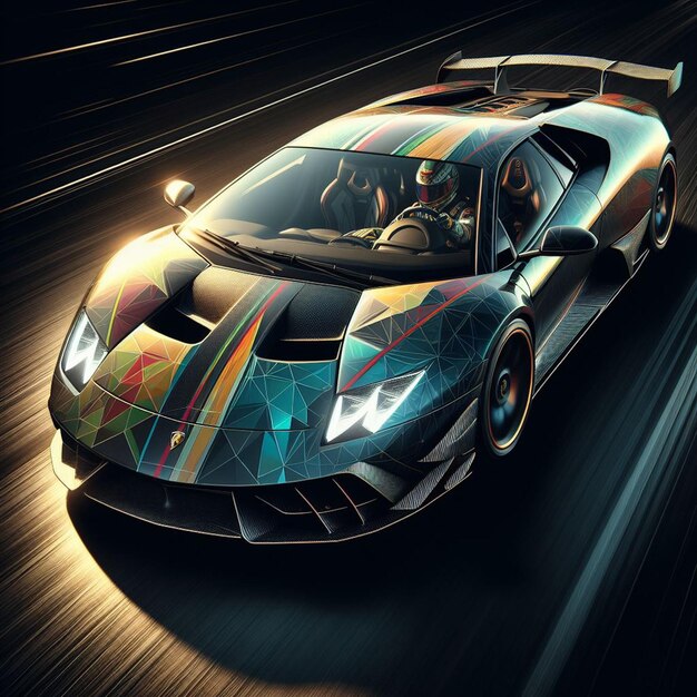 a noble lamborghini hypercar is speeding through the night lights car png black background