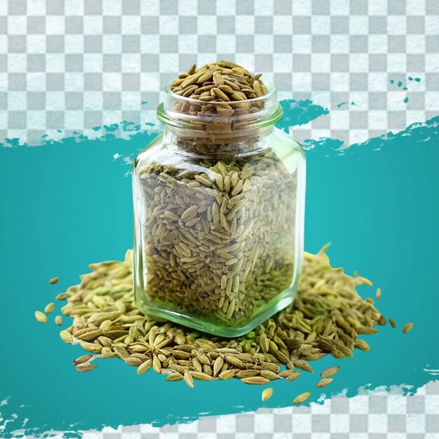 noodle grains in a glass jar on blue background high quality photo