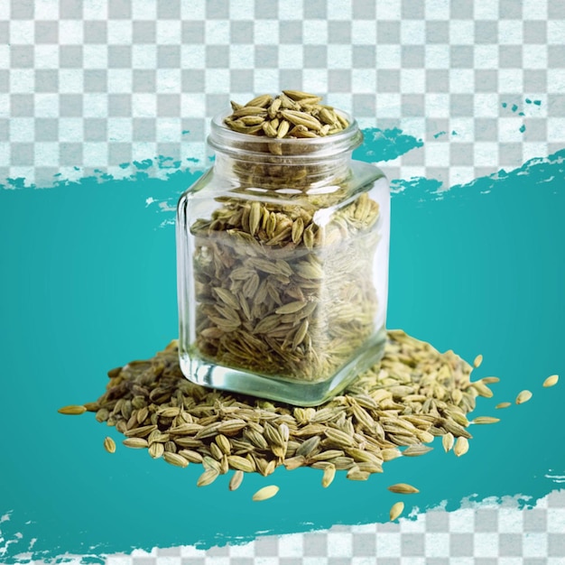 noodle grains in a glass jar on blue background high quality photo