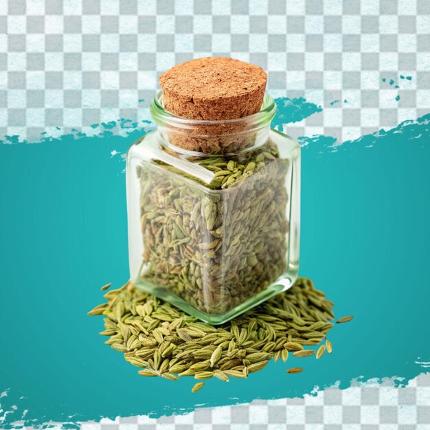 noodle grains in a glass jar on blue background high quality photo