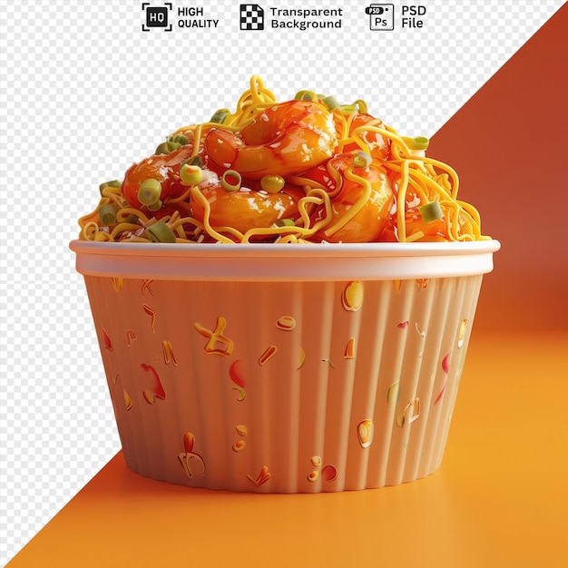 noodles in a white bowl sit on an orange table against an orange wall png