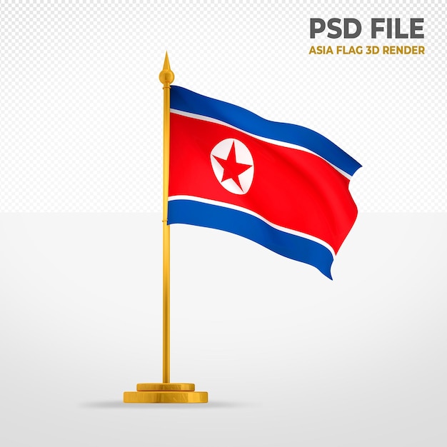 North Korea Flag 3D Style