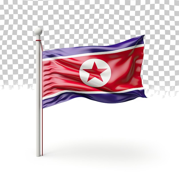 North Korea flag on transparent background 3d rendering