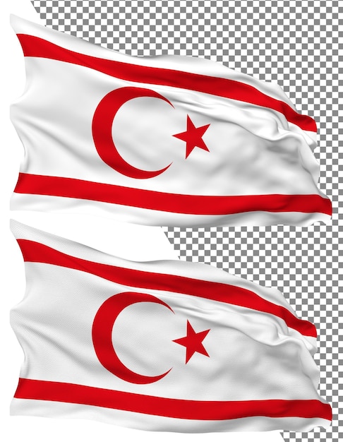 Northern Cyprus flag wave isolated plain bump texture transparent background 3d rendering