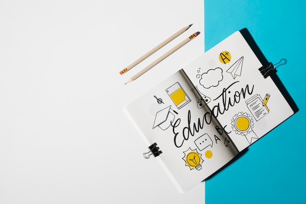 Notebook mockup for education concept