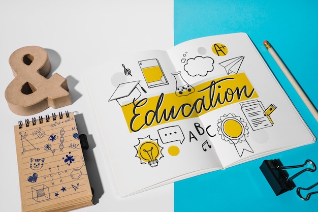 PSD notebook mockup for education concept