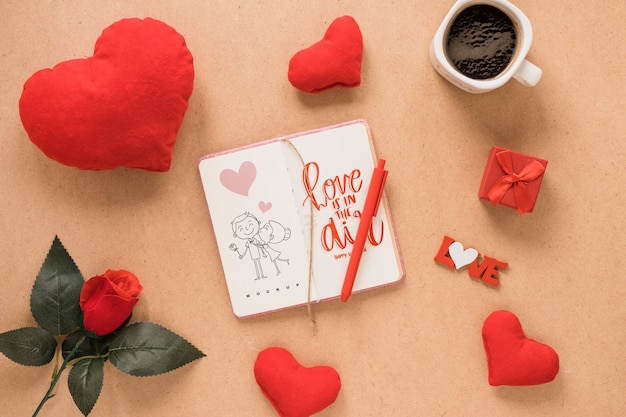 Notebook mockup for valentine