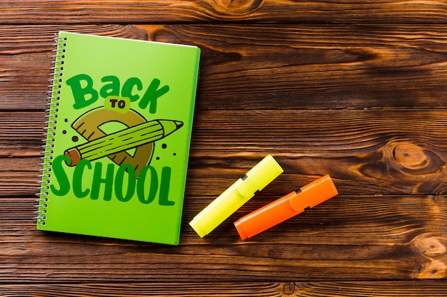 Notebook mockup with back to school concept