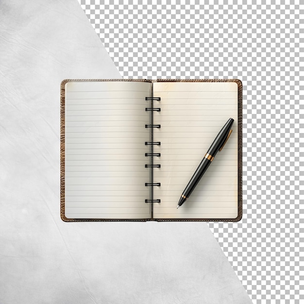 Notebook with pen Isolated on transparent background