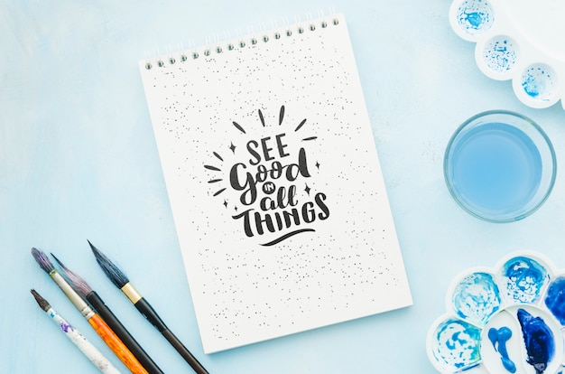 Notebook with positive message draw