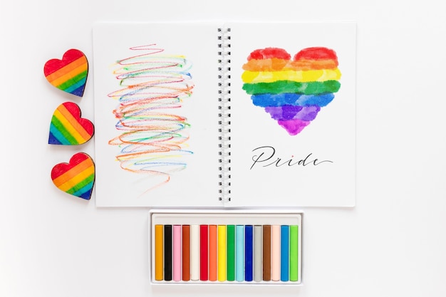 Notebook with pride day drawing