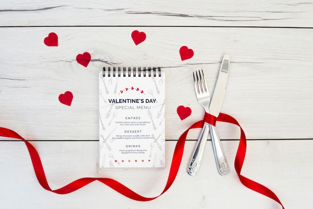 Notepad mockup for valentines menu