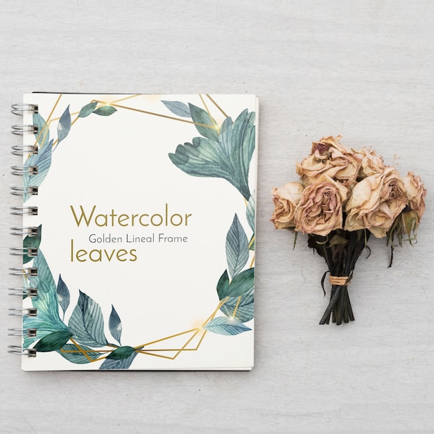 Notepad mockup with floral concept