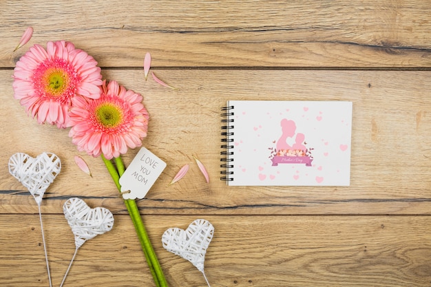 Notepad mockup with mothers day concept