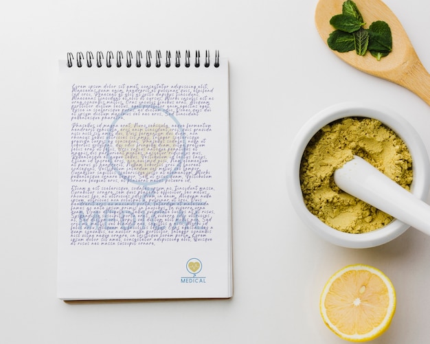 Notepad with healthy ingredients