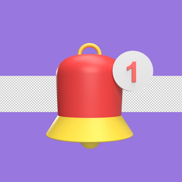 Notification bell 3d icon model cartoon style concept render illustration