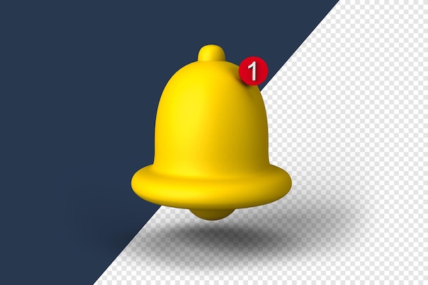 Notification bell icon 3d render for youtube