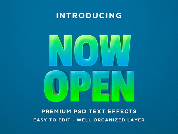 Now Open - 3d Text Effect PSD Template