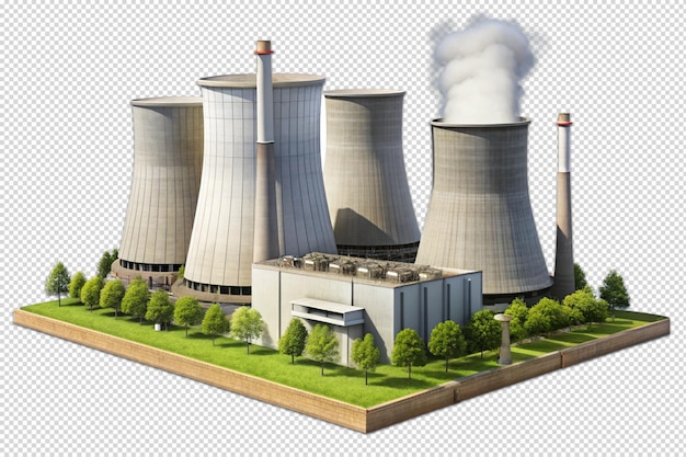 PSD nuclear power plant side view full length isolate on transparency background 5