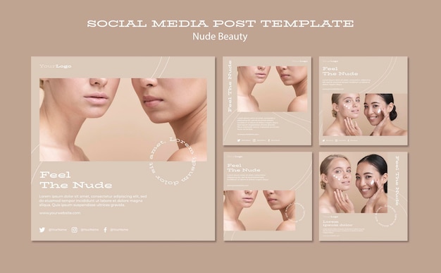 Nude beauty social media post template