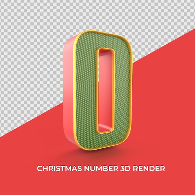 number 0 christmas ornaments 3d render