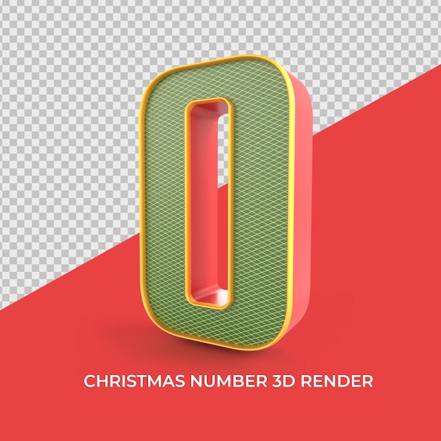 number 0 christmas ornaments 3d render