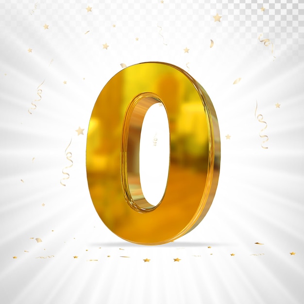 Number 0 gold luxury 3D Render