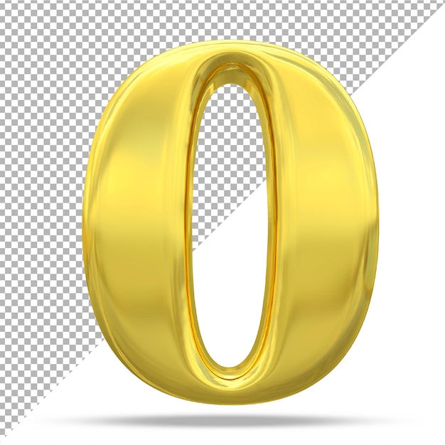 Number 0 gold luxury 3D styles