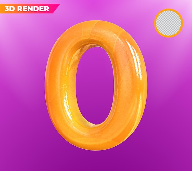 Number 0 golden 3d rendering