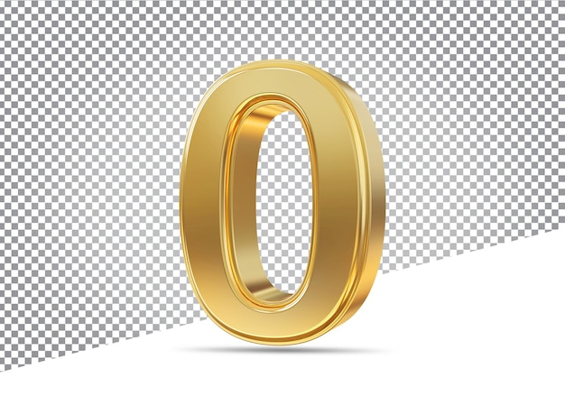 Number 0 golden 3d