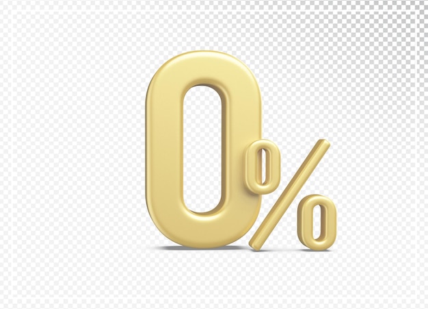 Number 0 percent gold 3d