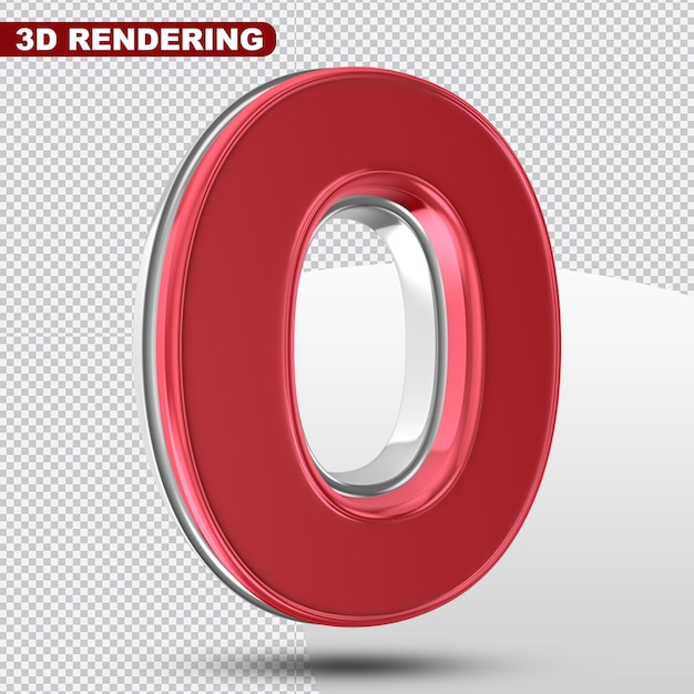 Number 0 Red 3D Render