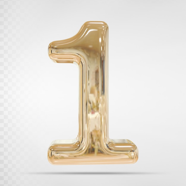 Number 1 3D Golden Rendering