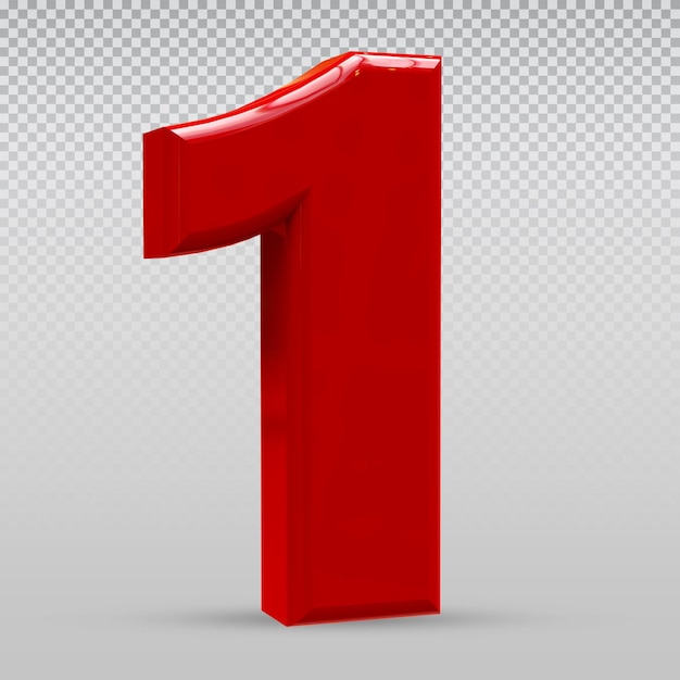 Number 1 3D Render collection with color red style