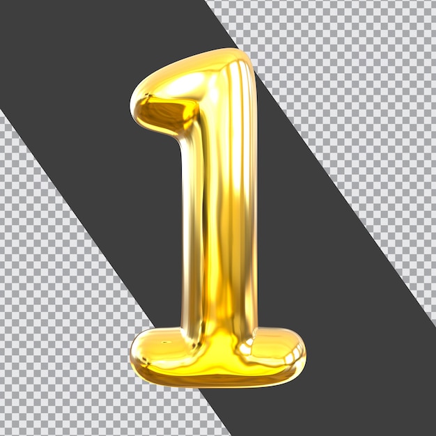 Number 1 3d render style golden luxury