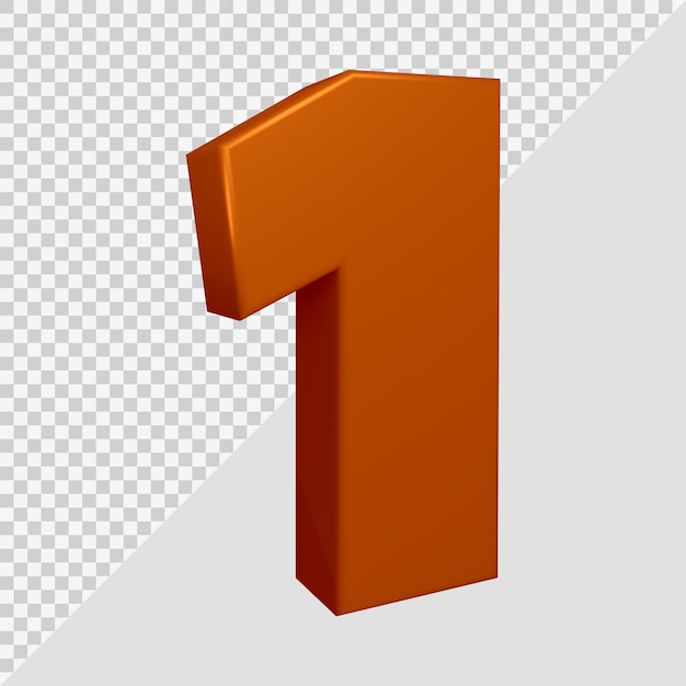 Number 1 in 3d render