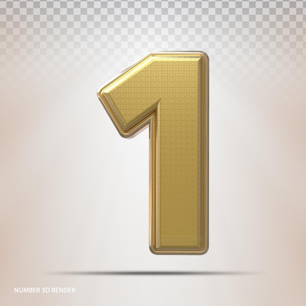 Number 1 Gold 3d render Style