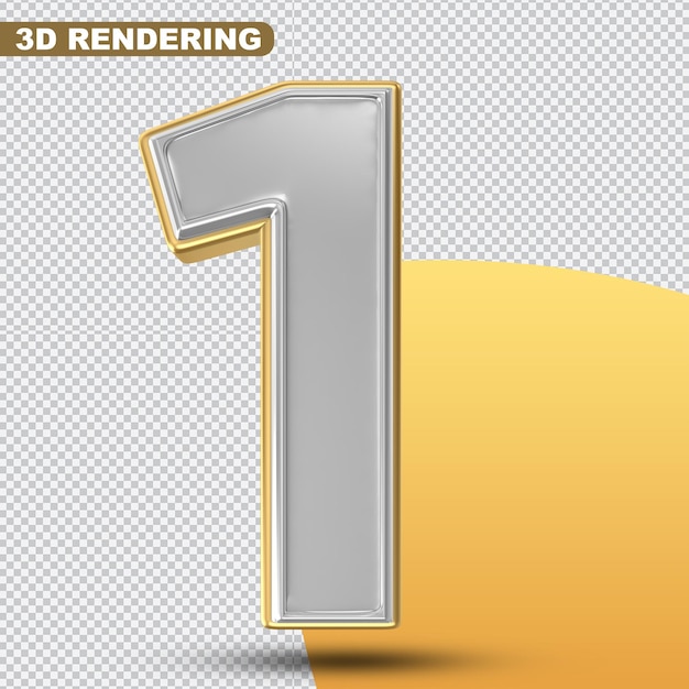 Number 1 Gold 3D Render