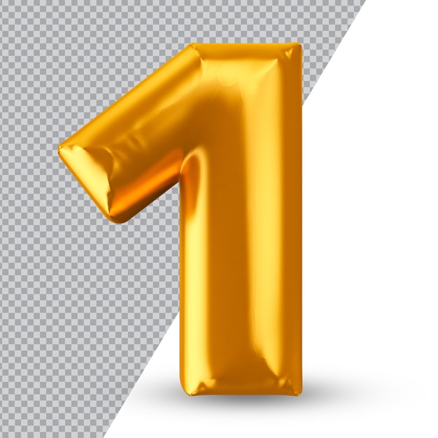 number 1 gold 3d rendering