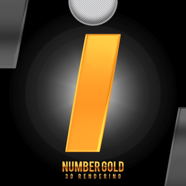 number 1 golden 3d rendering