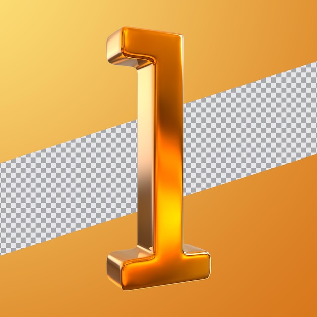 Number 1 golden style 3d render