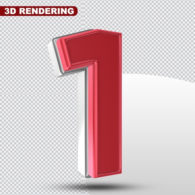 Number 1 Red 3D Render