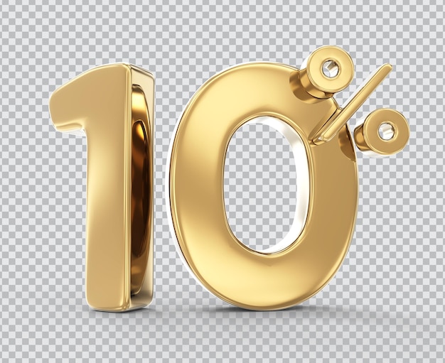 Number 10 Gold 3d Rendering