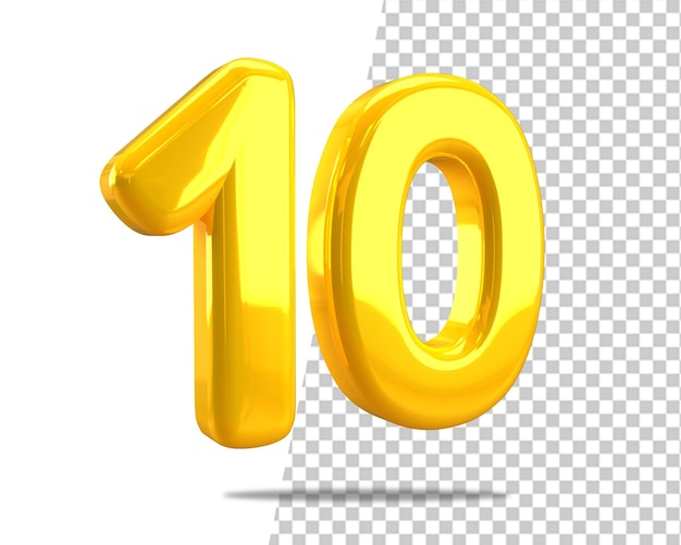 Number 10 gold 3d ten text 