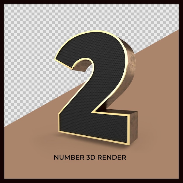 number 2 3D render