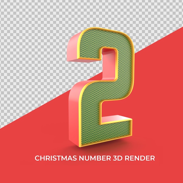 number 2 christmas ornaments 3d render