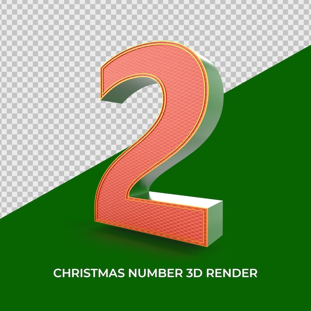 number 2 christmas ornaments 3d render