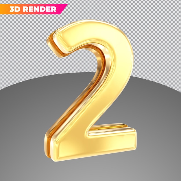 Number 2 gold 3d styles